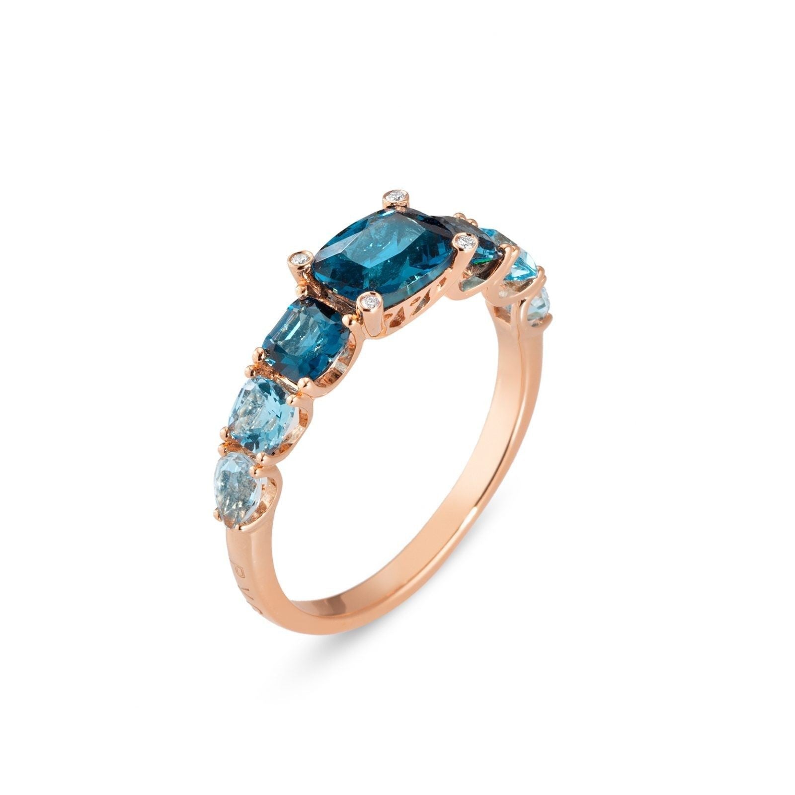 Anello Regolabile RidVik Con Topazio Blu E Quarzo – Placcato Oro He657