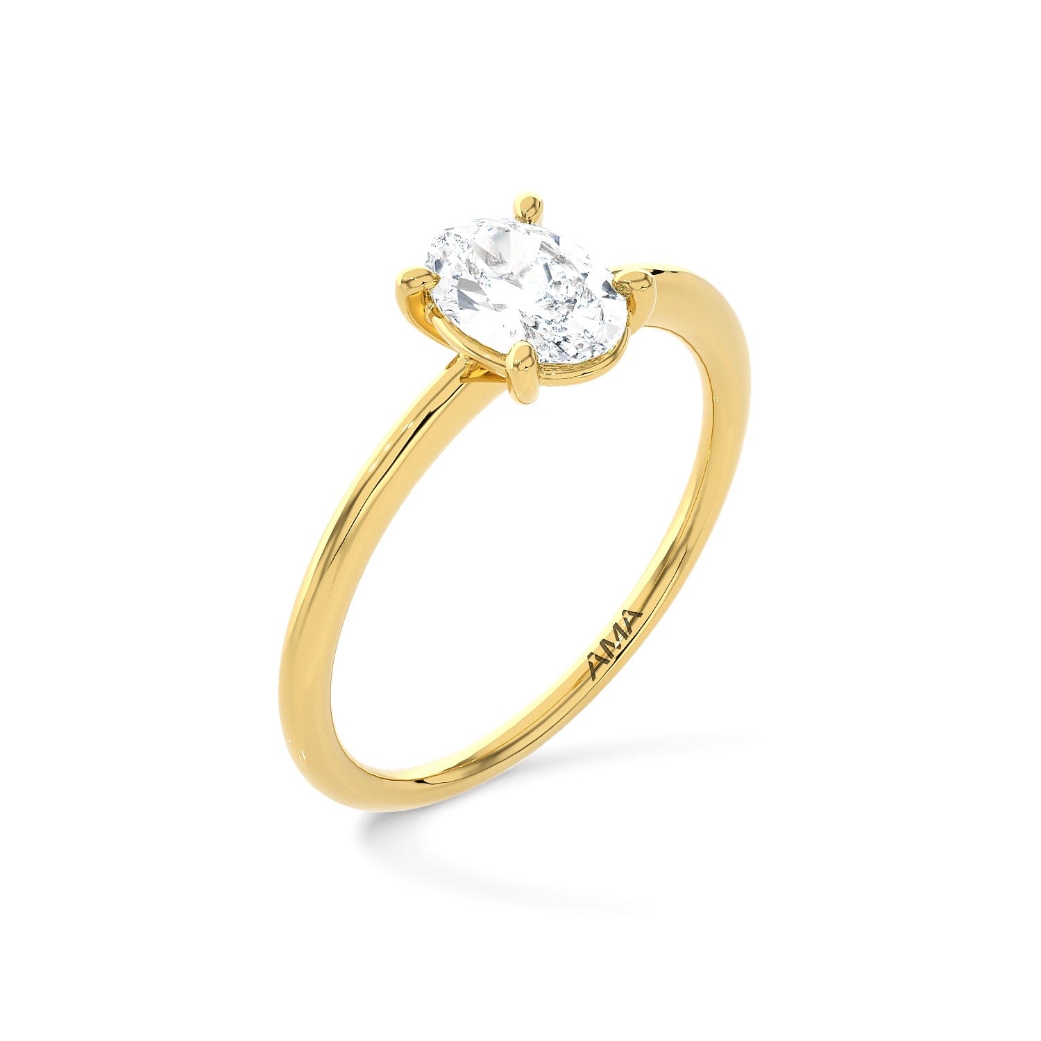 Solitario AMA Alba Taglio Ovale in oro giallo e diamante lab