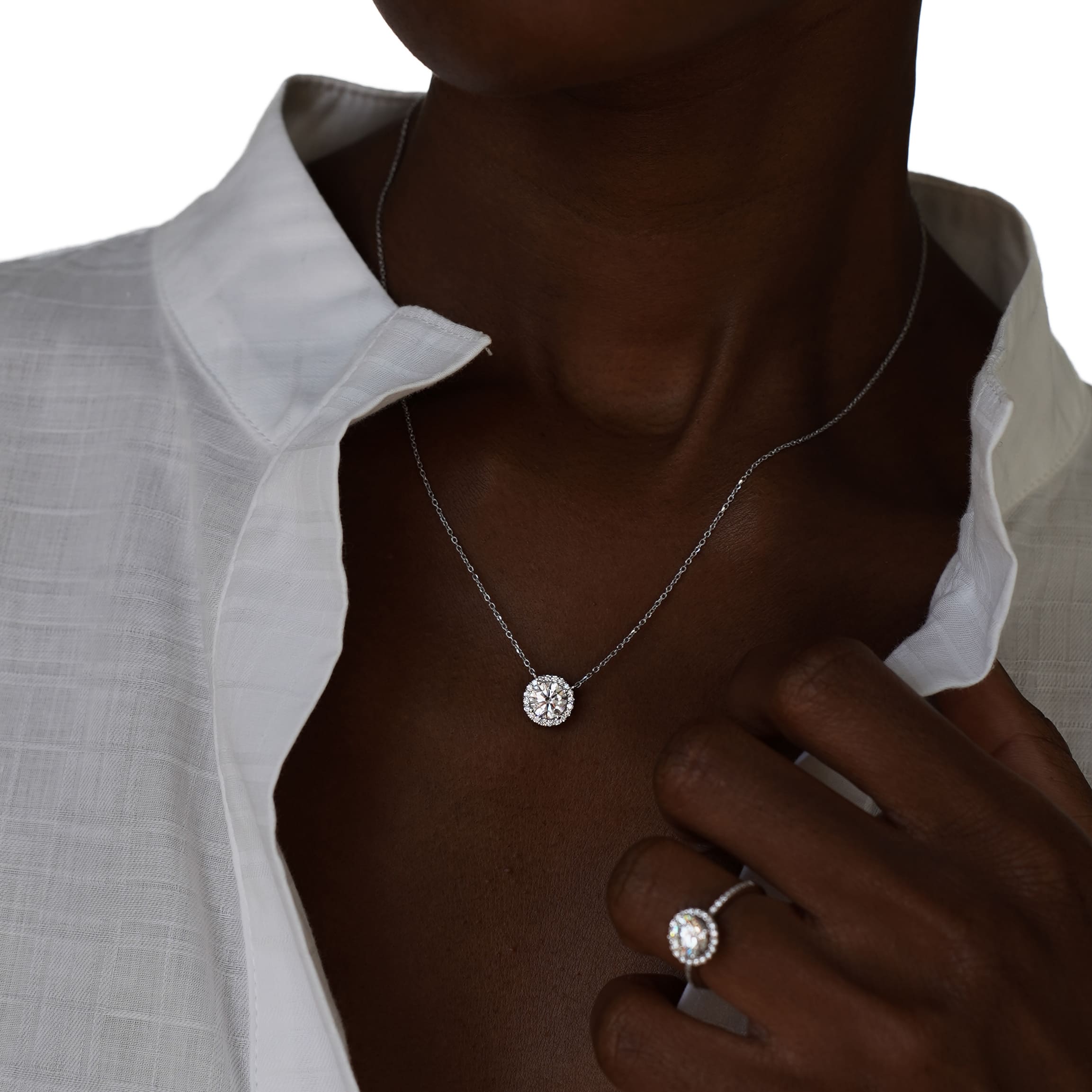 Collana Punto Luce AMA Aurora in oro bianco e diamante lab