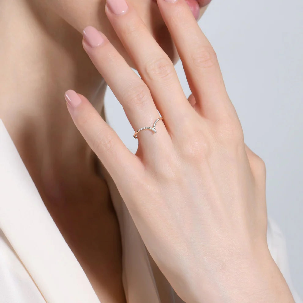 Anello Burato Chevron White in oro Bianco 18kt con diamanti