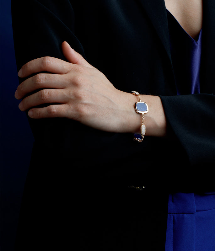 Bracciale Madi profondo blu in argento rosato