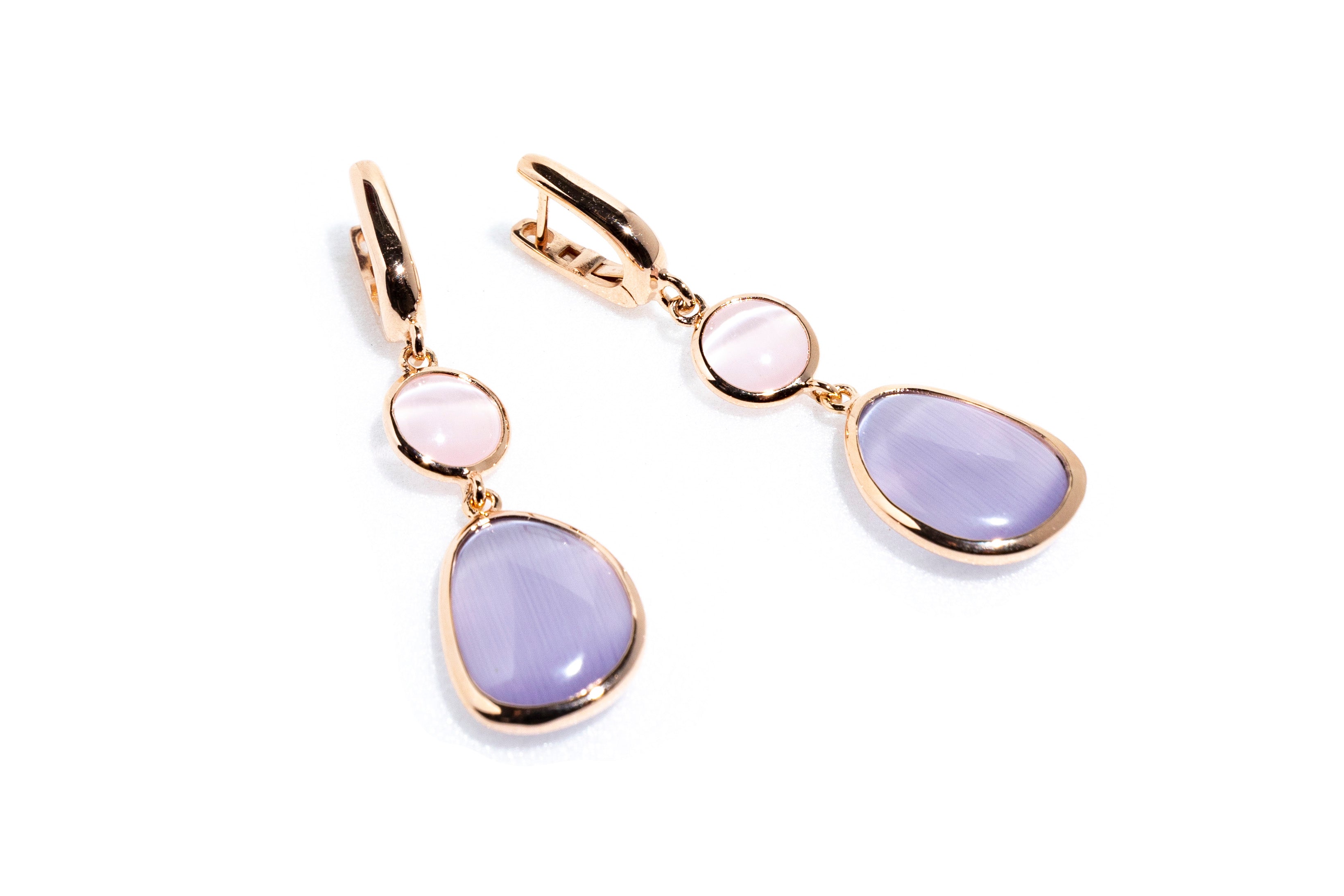 Orecchini Madi Goccia in argento doppio pendente degradé rosa viola