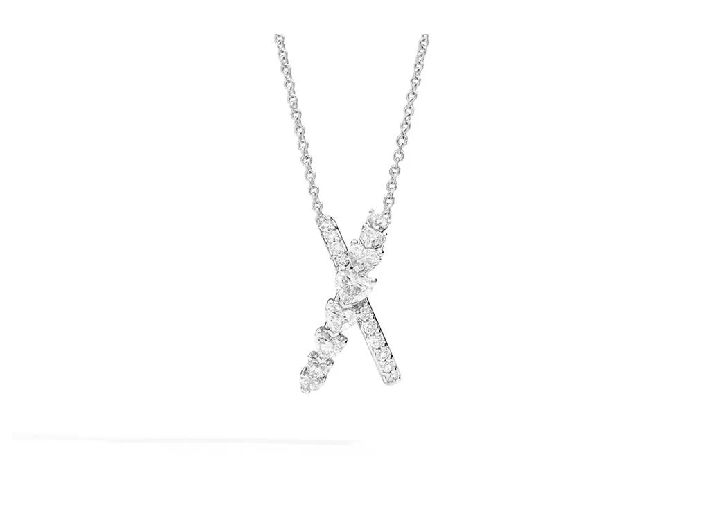 Collana Recarlo Anniversary pendente incrociato in oro bianco 18kt e diamanti