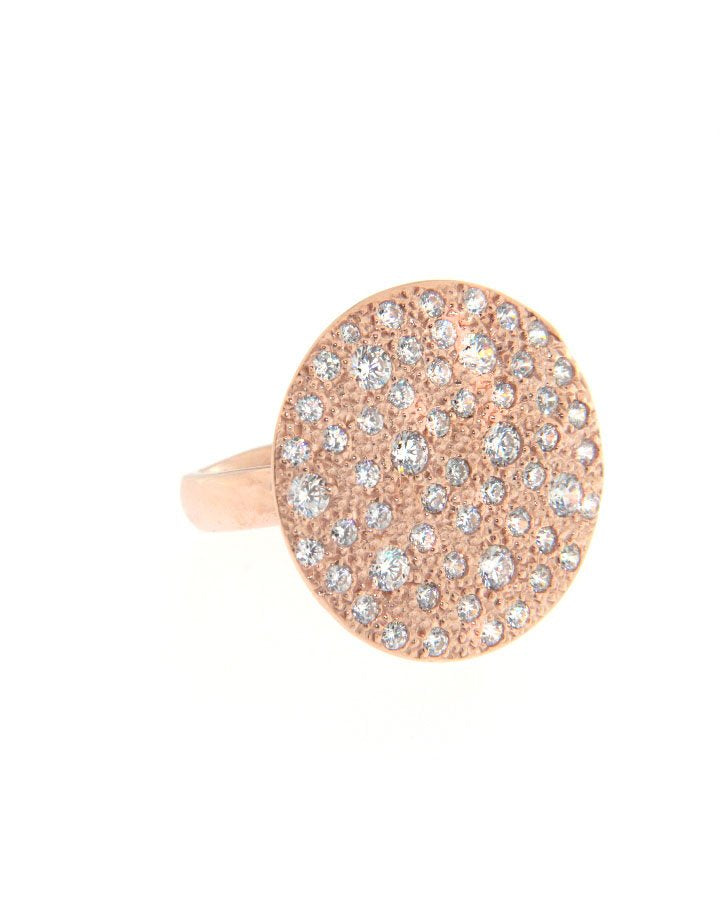 Anello Alisei Pavè Tondo Grande in argento rosato e pavè di zirconi