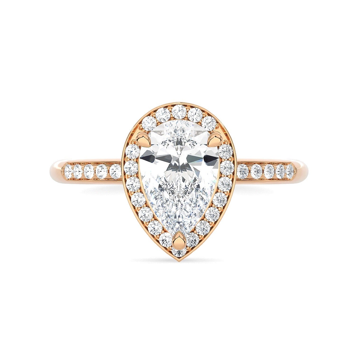 Anello Aurora AMA Taglio Goccia in oro rosa e diamanti lab