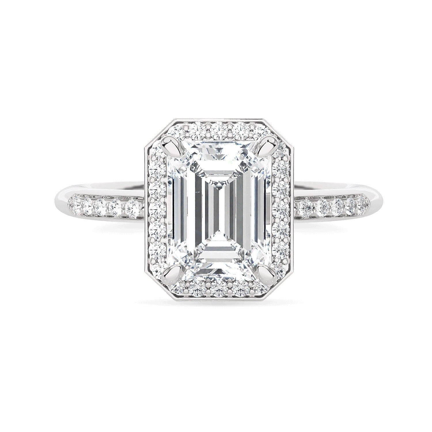 Anello Aurora AMA Taglio Smeraldo in oro bianco e diamanti lab