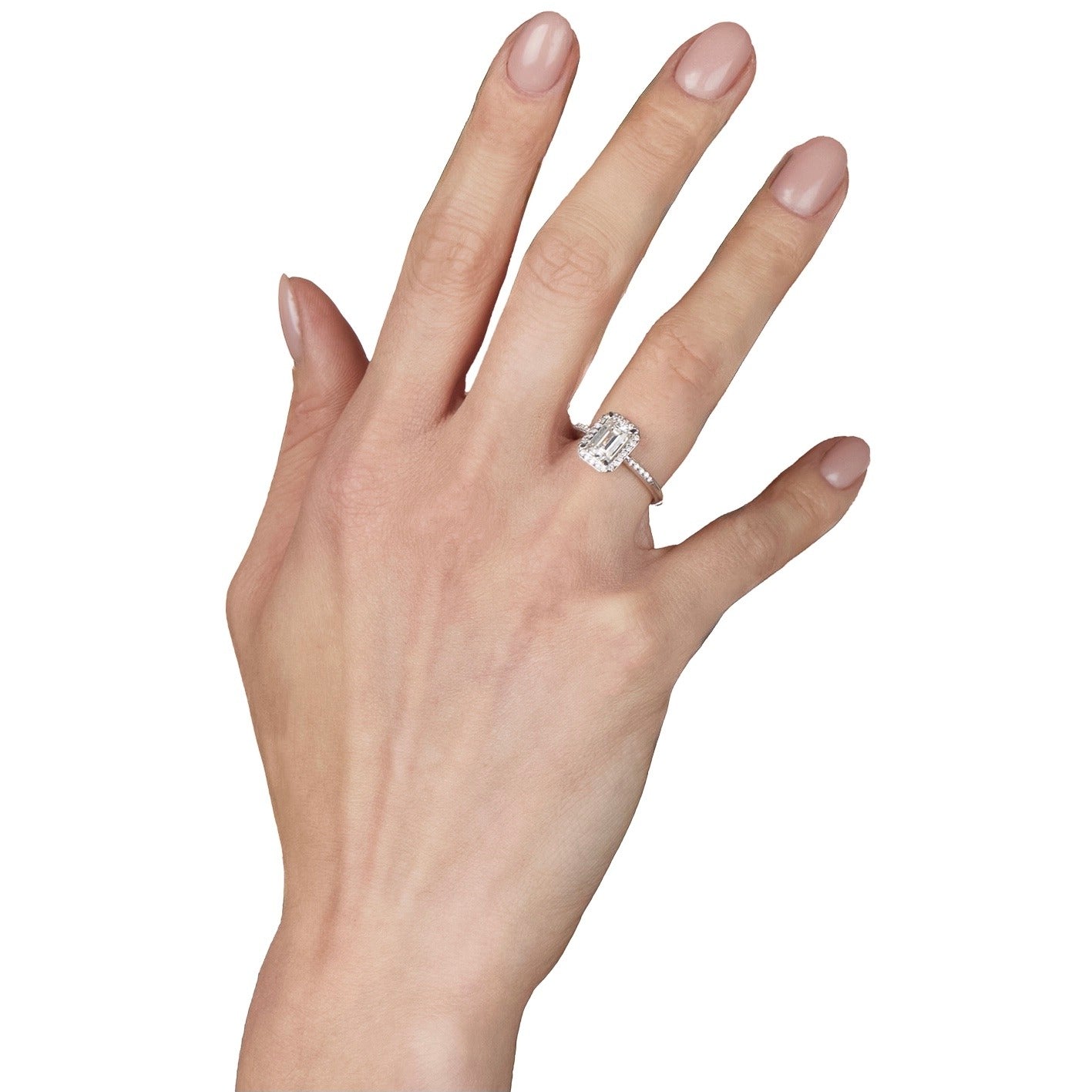 Anello Aurora AMA Taglio Smeraldo in oro bianco e diamanti lab