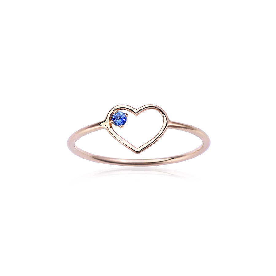 Anello Burato Blu Heart Ring in Oro Rosa 18 KT e Zaffiro