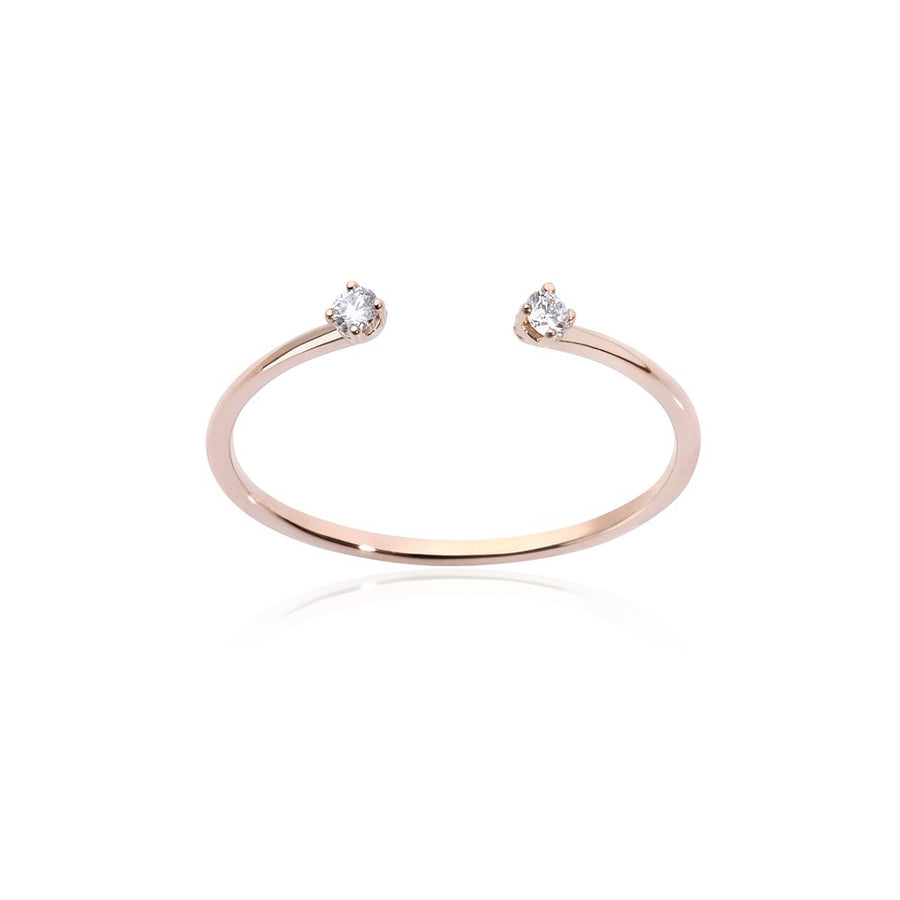 Anello Burato Double Solitaire in Oro Rosa 18 KT e Diamanti