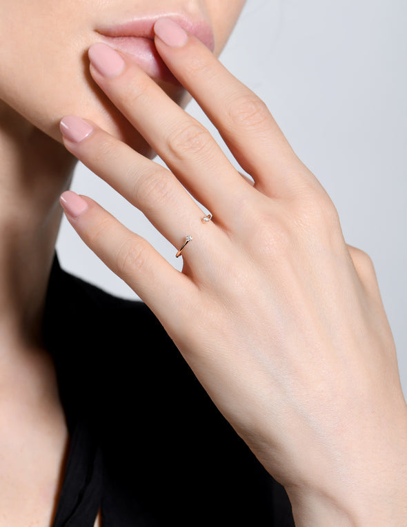 Anello Burato Double Solitaire in Oro Rosa 18 KT e Diamanti