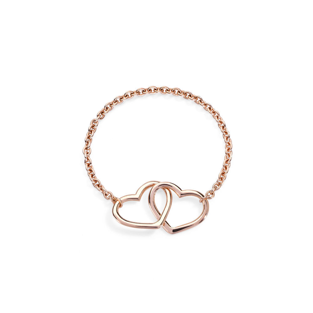 Anello Burato Soft Two Hearts in Oro Rosa 18 KT