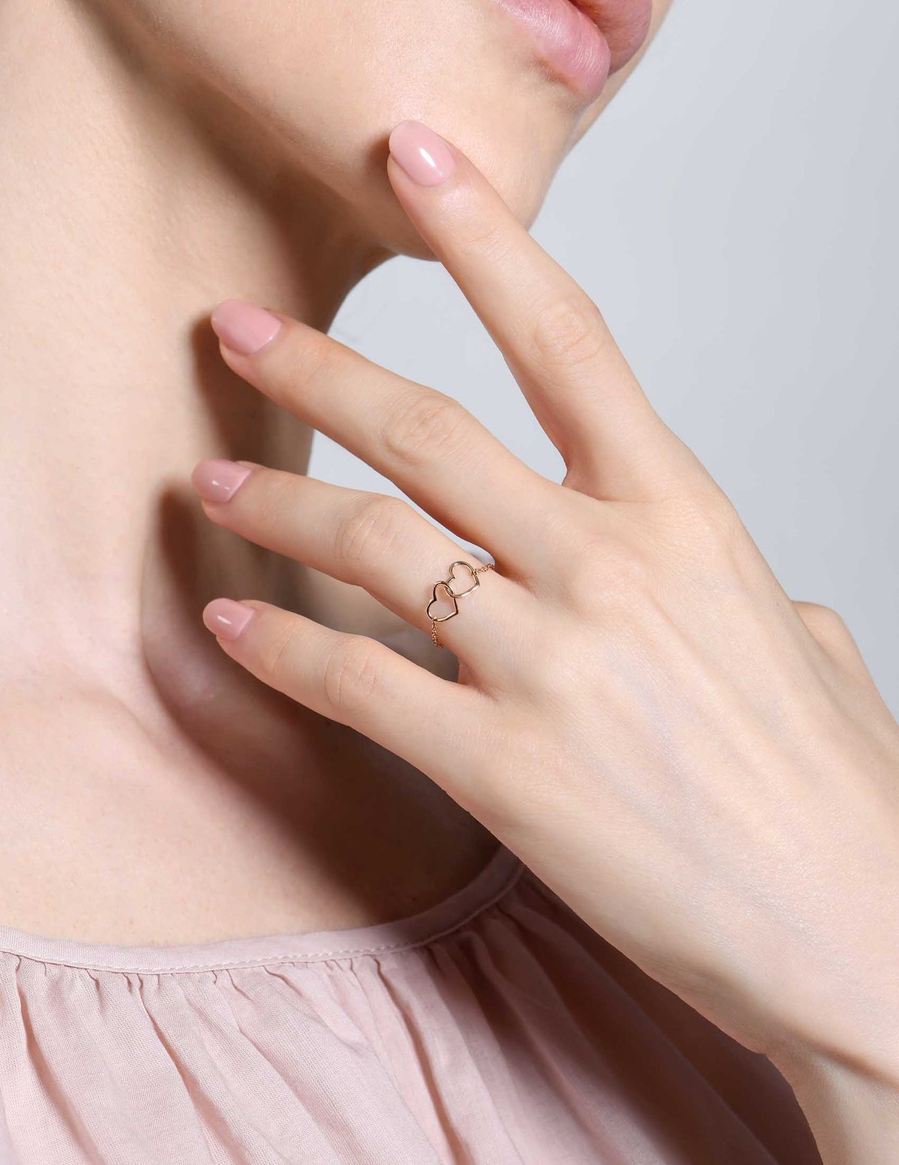 Anello Burato Soft Two Hearts in Oro Rosa 18 KT