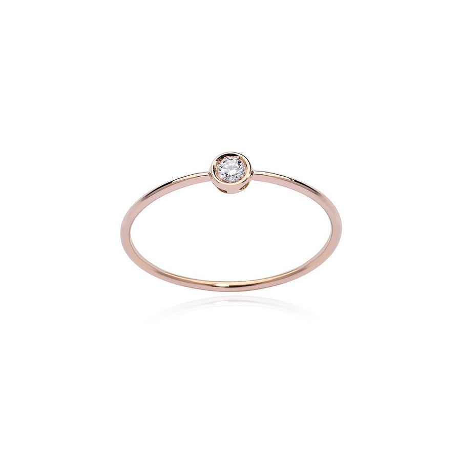 Anello Burato White Classic Solitaire in Oro rosa 18 KT e Diamante