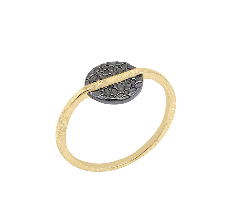 Anello Kymbal Jorge Revilla in argento 925 dorato e dettaglio in rutenio nero