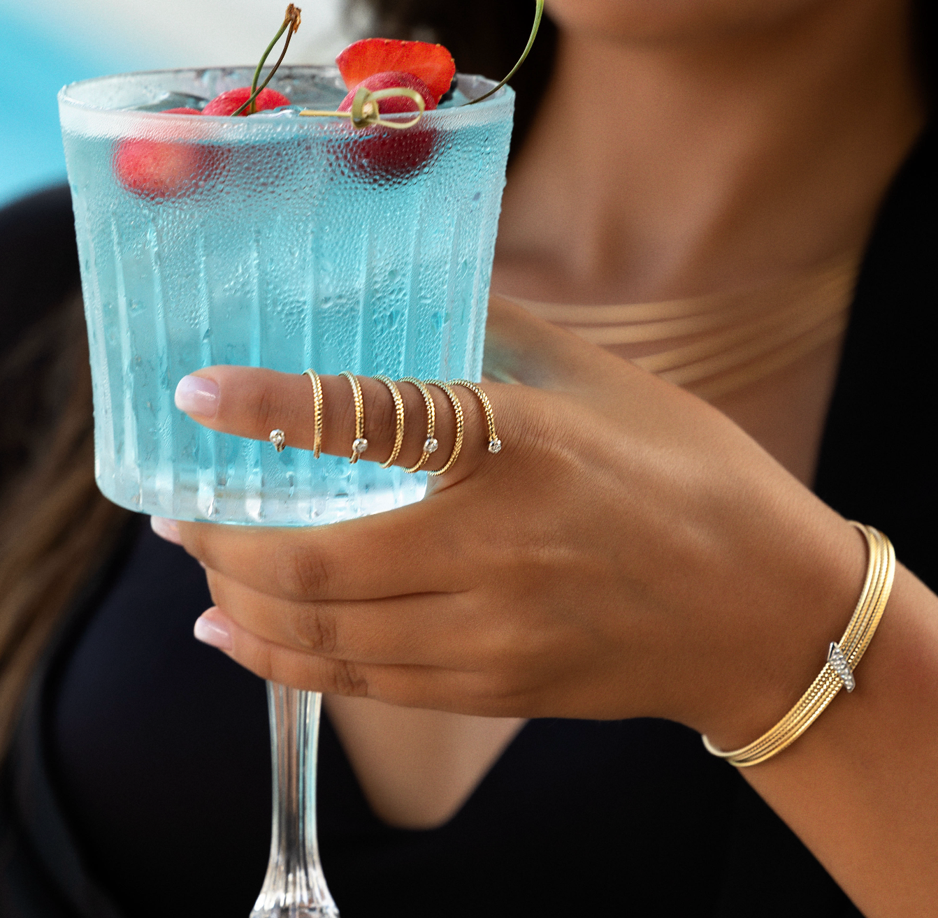 Anello Nobile Ponte Vecchio Gioielli in oro giallo con diamanti (piccolo)