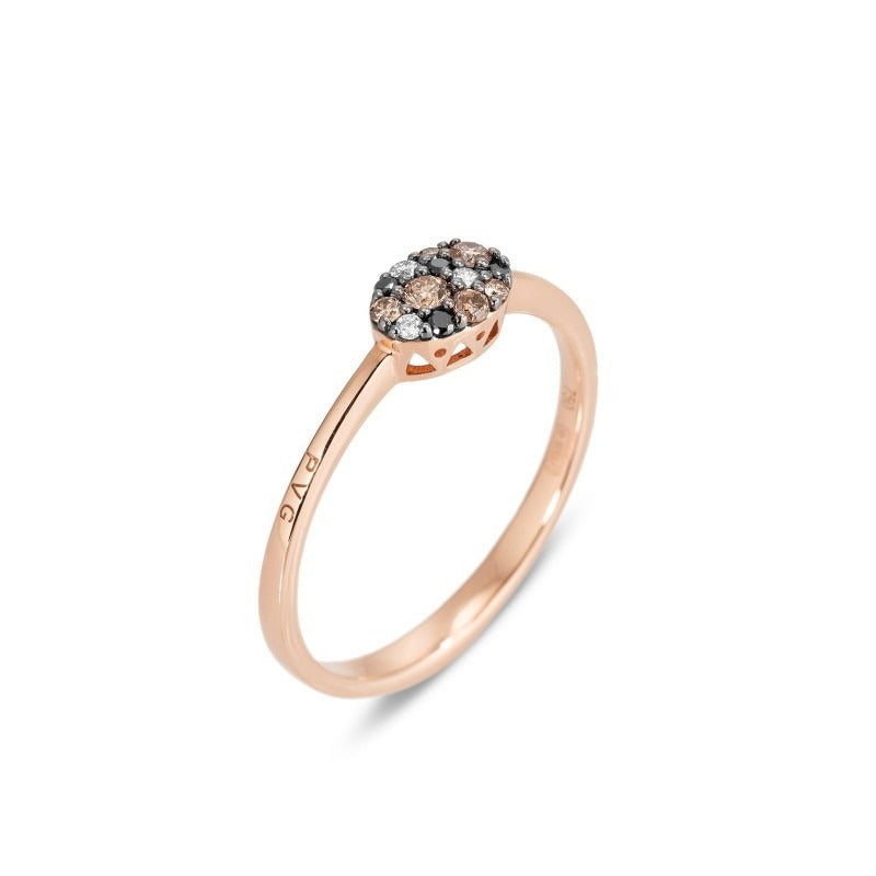 Anello Pitti Ponte Vecchio Gioielli in oro rosa 18kt con diamanti neri e diamanti brown