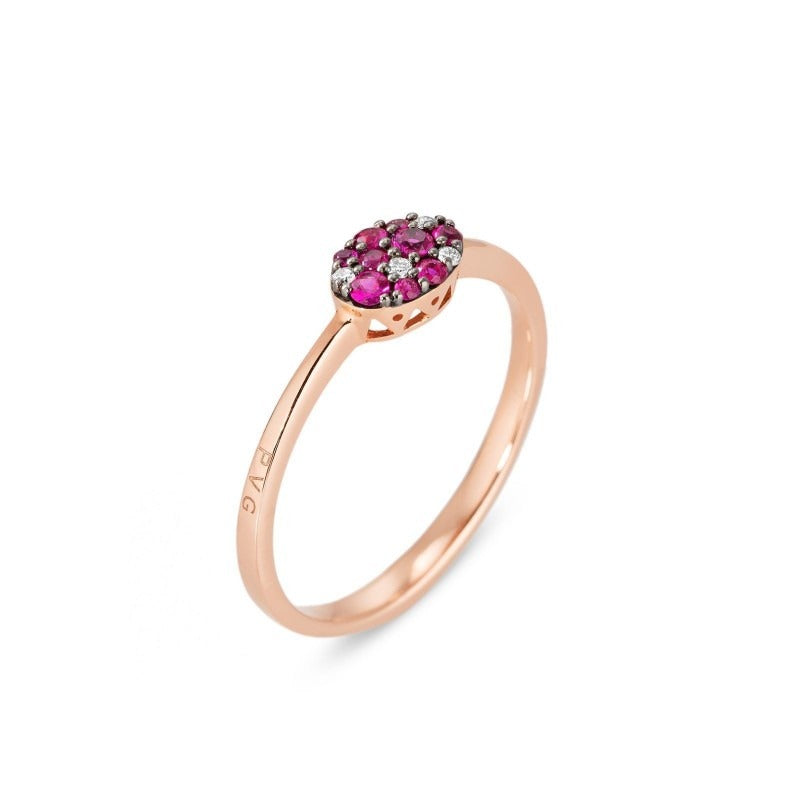 Anello Pitti Ponte Vecchio Gioielli in oro rosa 18kt con Rubini e diamanti