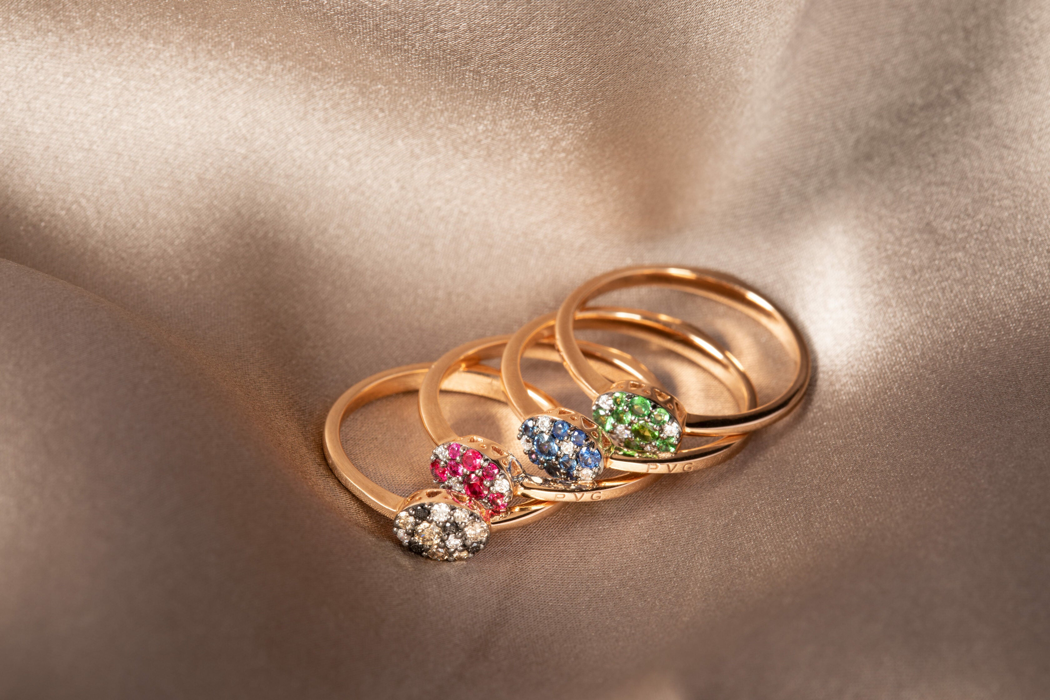 Anello Pitti Ponte Vecchio Gioielli in oro rosa 18kt con Tzavorite e diamanti