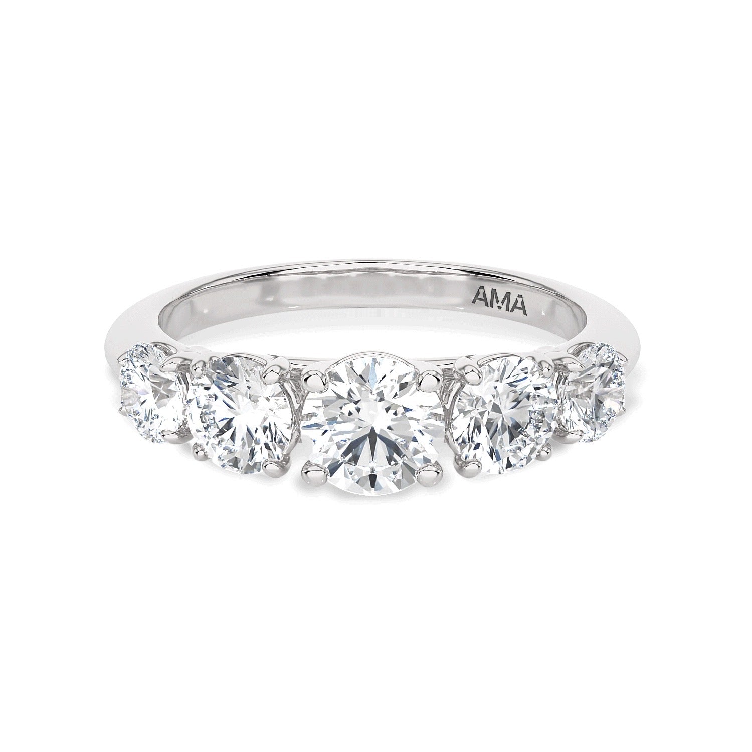 Anello Riviera degradè AMA in oro bianco 18kt e diamanti lab