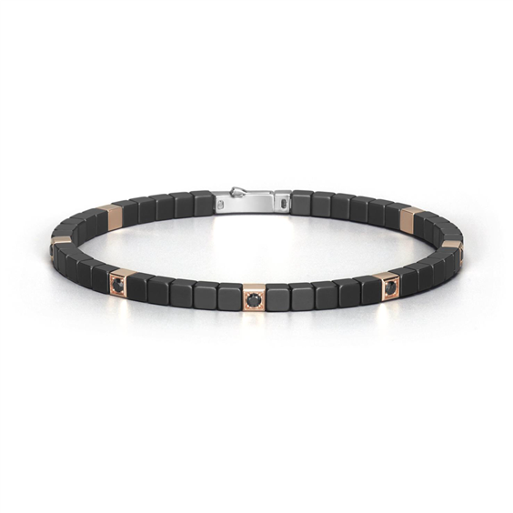 Bracciale Barakà Cyborg Ceramica in oro rosa 18kt e diamanti neri