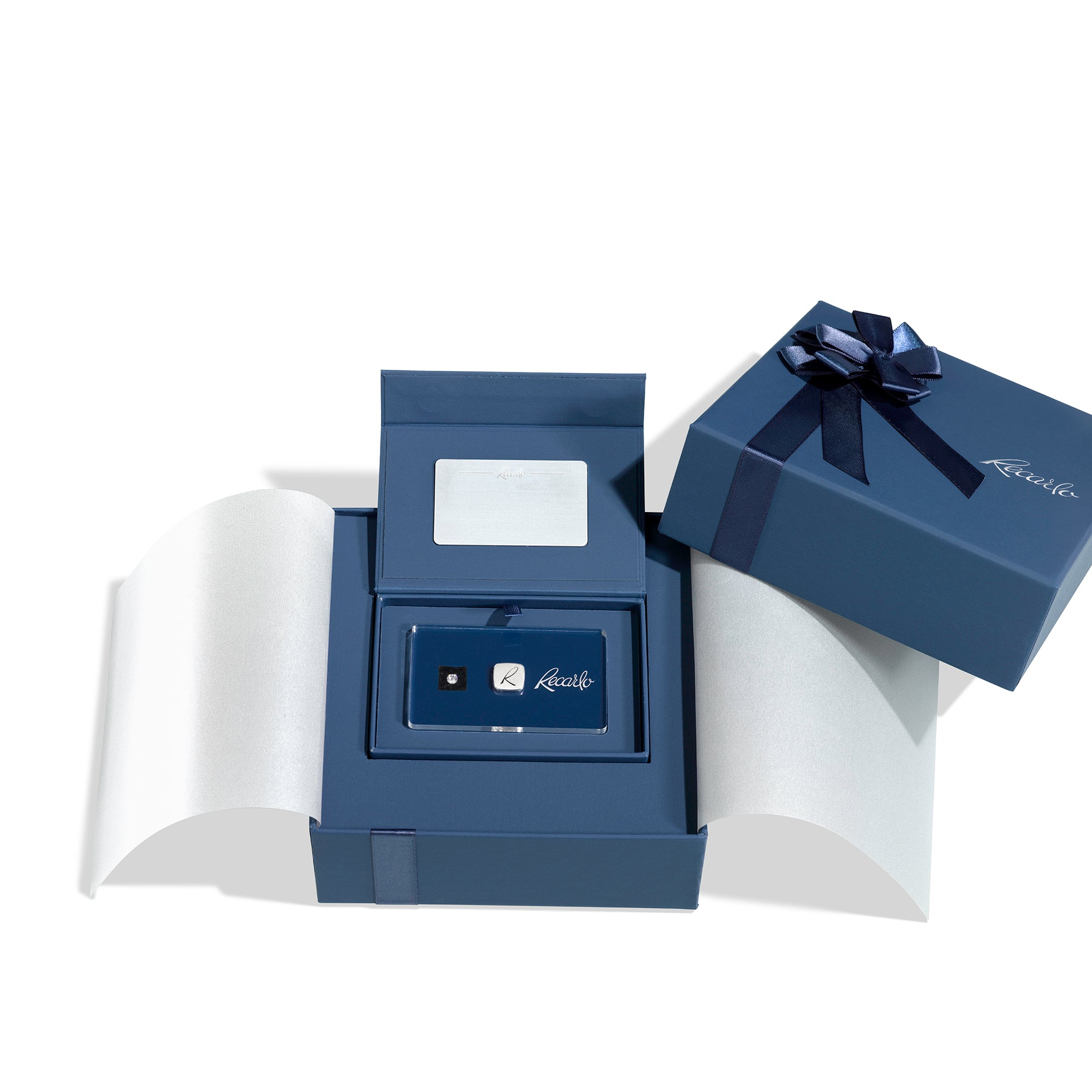 Diamante blister cofanetto regalo blu pronto per essere regalato