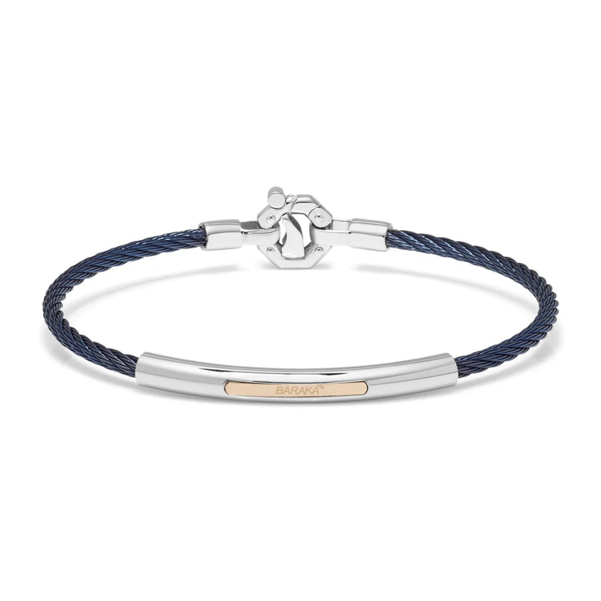 Bracciale Barakà 316L realizzato in acciaio inossidabile con pvd blu e oro rosa 18 kt