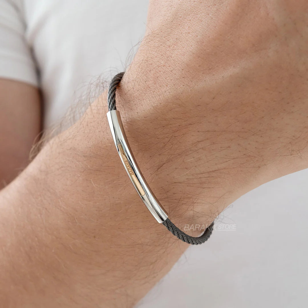 Bracciale Barakà 316L realizzato in acciaio inossidabile con pvd blu e oro rosa 18 kt