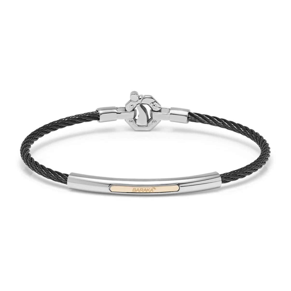 Bracciale Barakà 316L realizzato in acciaio inossidabile con pvd nero e oro rosa 18 kt