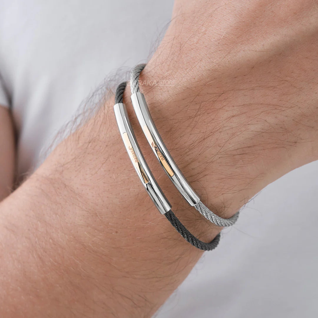 Bracciale Barakà 316L realizzato in acciaio inossidabile con pvd nero e oro rosa 18 kt