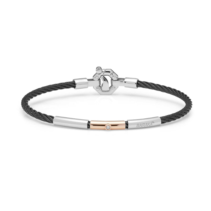 Bracciale Barakà 316L realizzato in acciaio inossidabile con pvd nero e oro rosa 18 kt