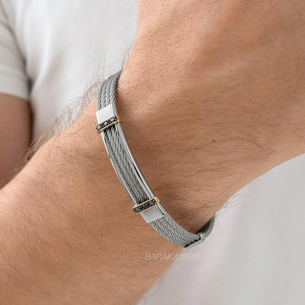 Bracciale Barakà 316L realizzato in acciaio inossidabile e oro rosa 18 kt