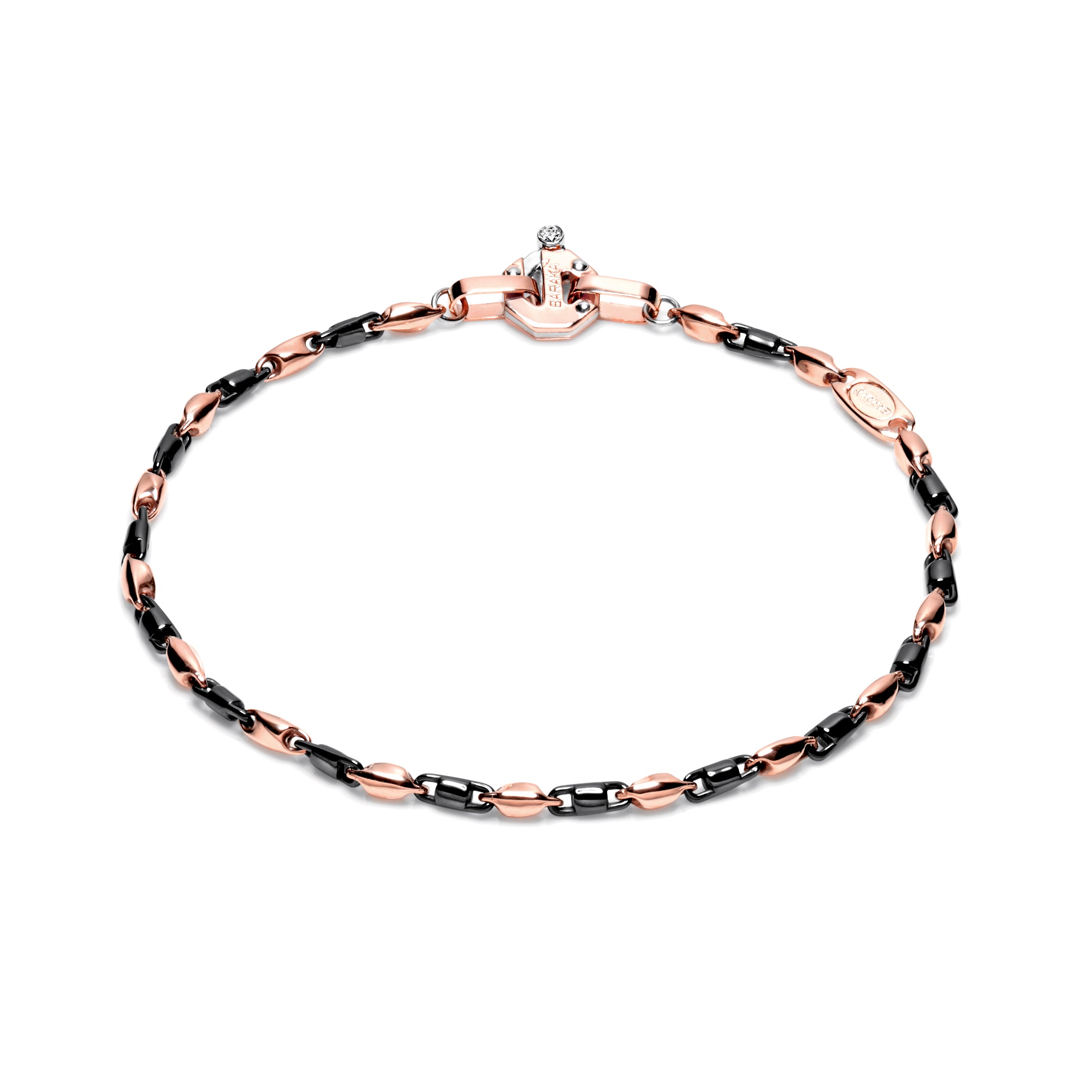 Bracciale Barakà Cyborg in ceramica high-tech lucida nera ed oro rosa 18 kt