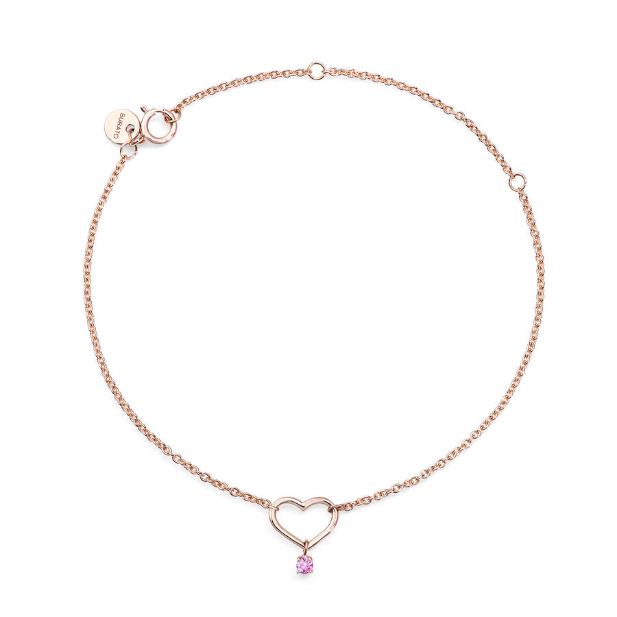 Bracciale Burato Pink Heart Bracelet in Oro Rosa 18 KT e zaffiro rosa