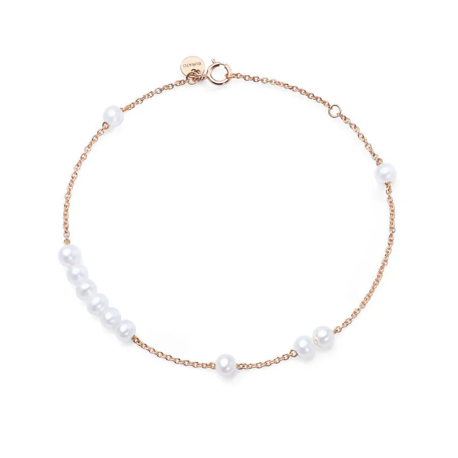 Bracciale Burato Pure Pearls Flow in Oro Rosa 18 KT e Perle