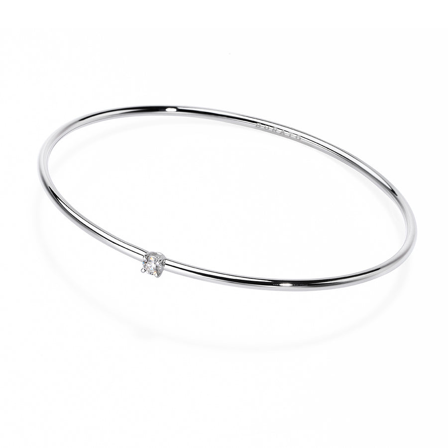 Bracciale Burato White Solitaire Bangle in Oro Bianco 18 KT e Diamante