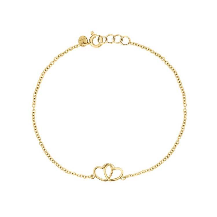 Bracciale Ginger in oro 9kt con cuore doppio incrociato in filo