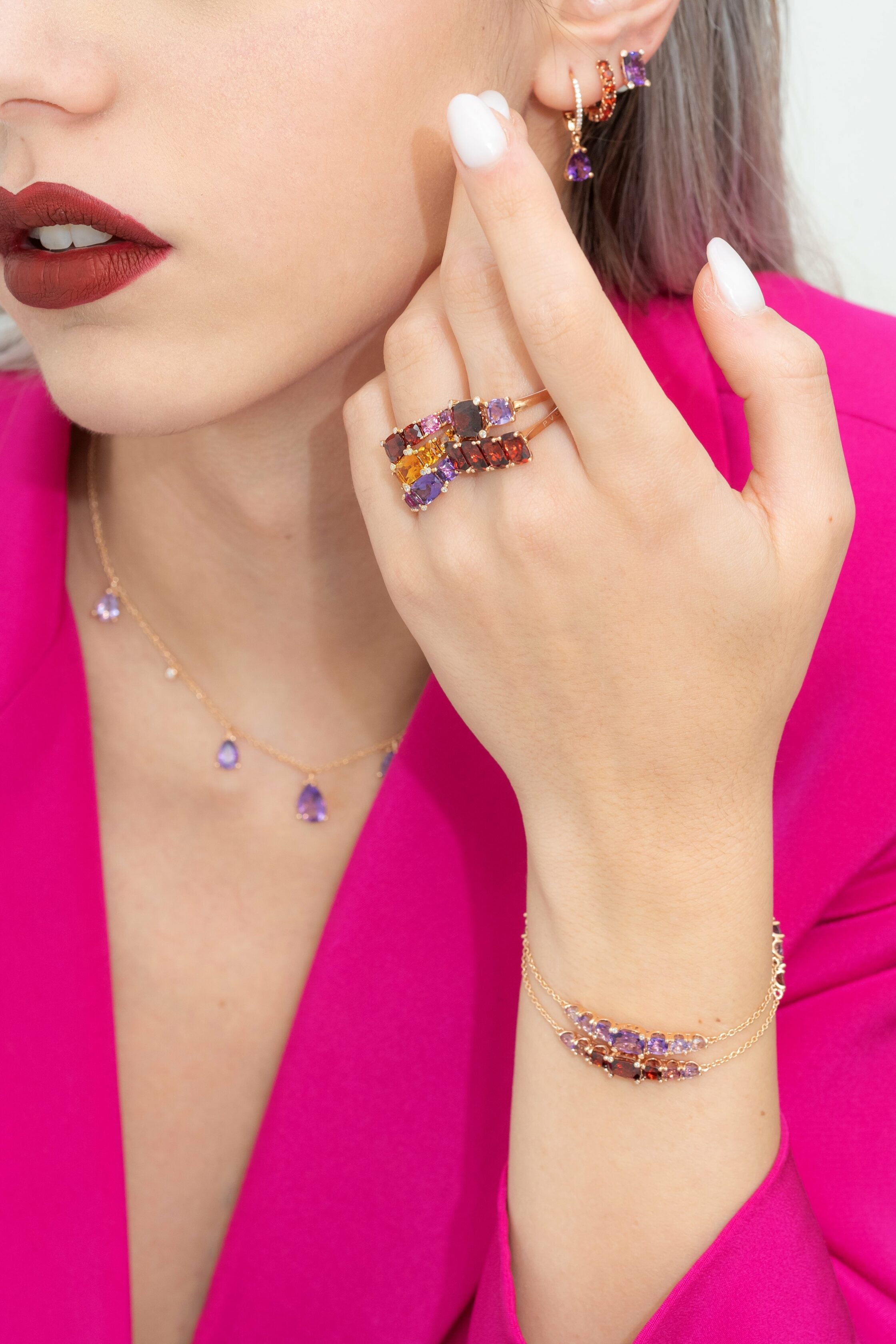 Bracciale Iris Ponte Vecchio Gioielli con granato, tormalina e diamanti