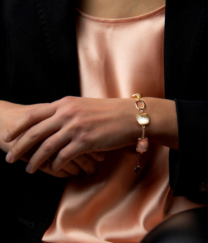 Bracciale Madi Catene lime e rosa in argento