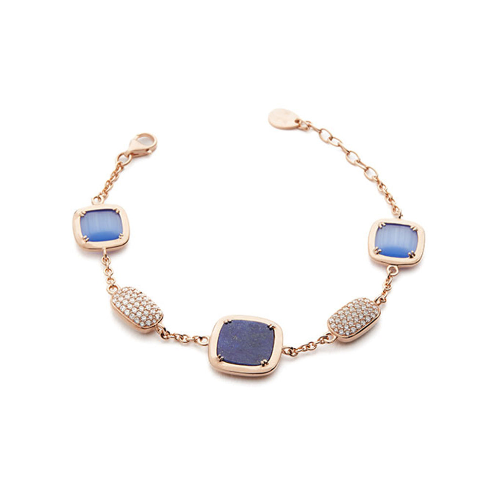 Bracciale Madi profondo blu in argento rosato