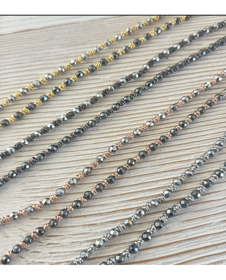 Bracciale Spadarella in argento 925 anelli piccoli e ematite