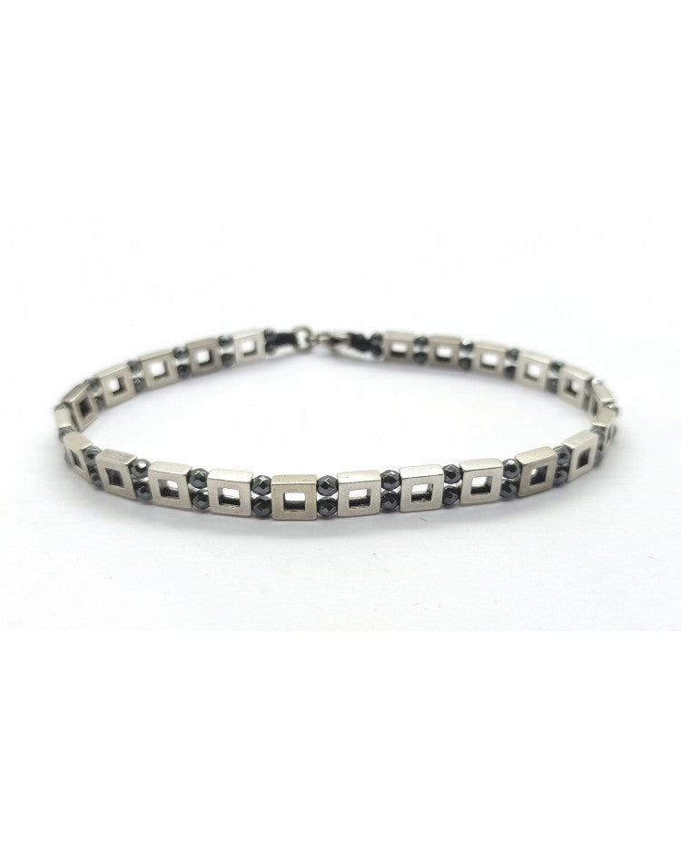 Bracciale Spadarella in argento 925 quadri con ematite