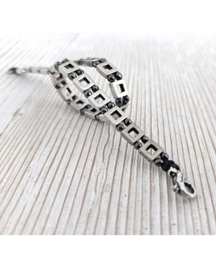 Bracciale Spadarella in argento 925 quadri con ematite