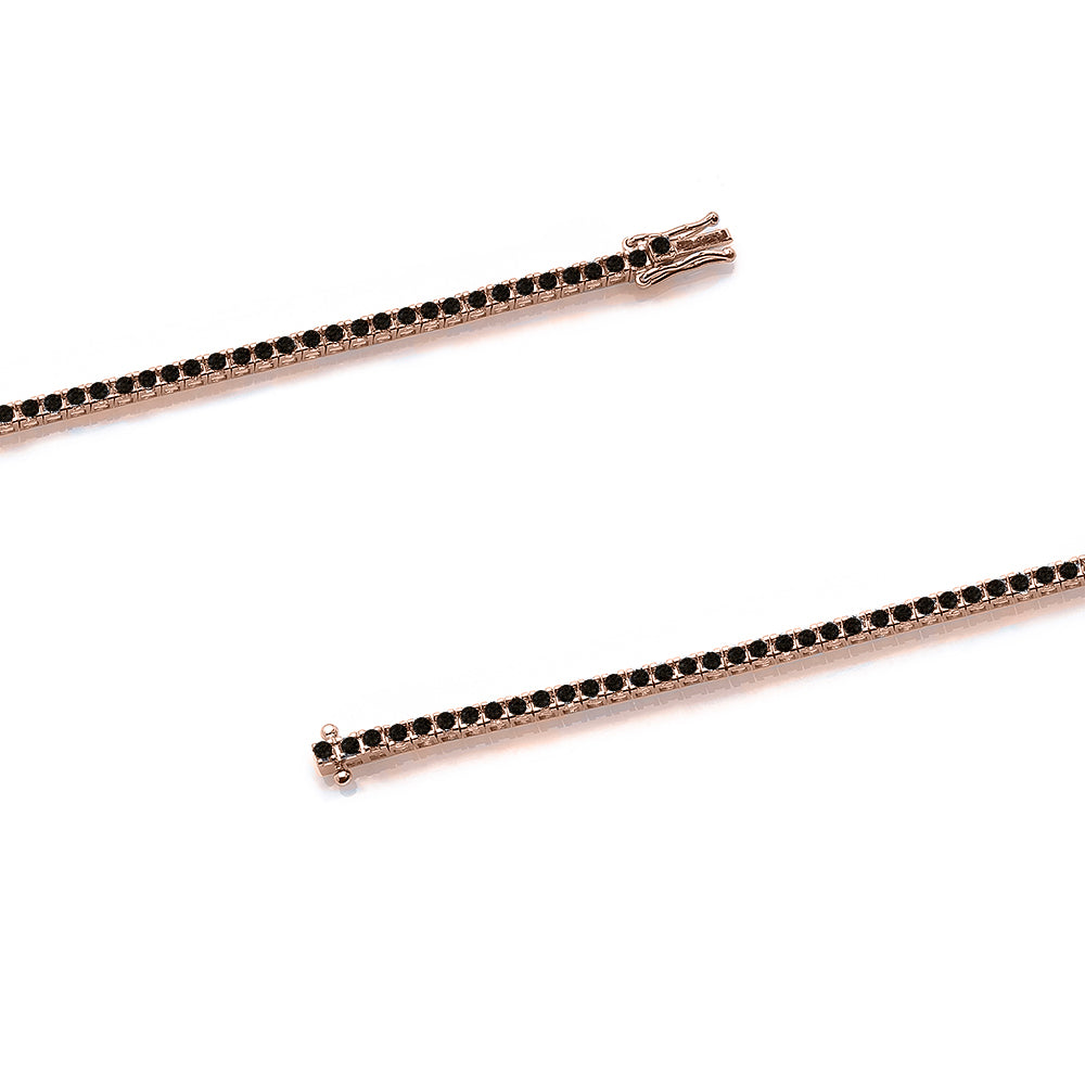 Bracciale Tennis Clover in oro rosa 18kt e diamanti neri