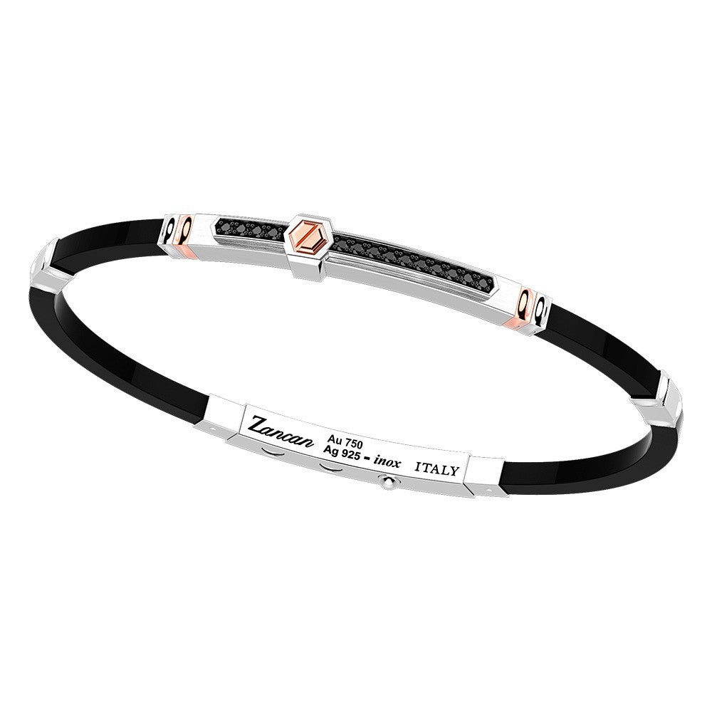 Bracciale Zancan in argento con inserti in oro 18k, pietre e caucciu