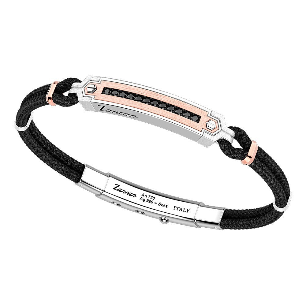Bracciale Zancan in argento con inserti in oro 18k, pietre e kevlar