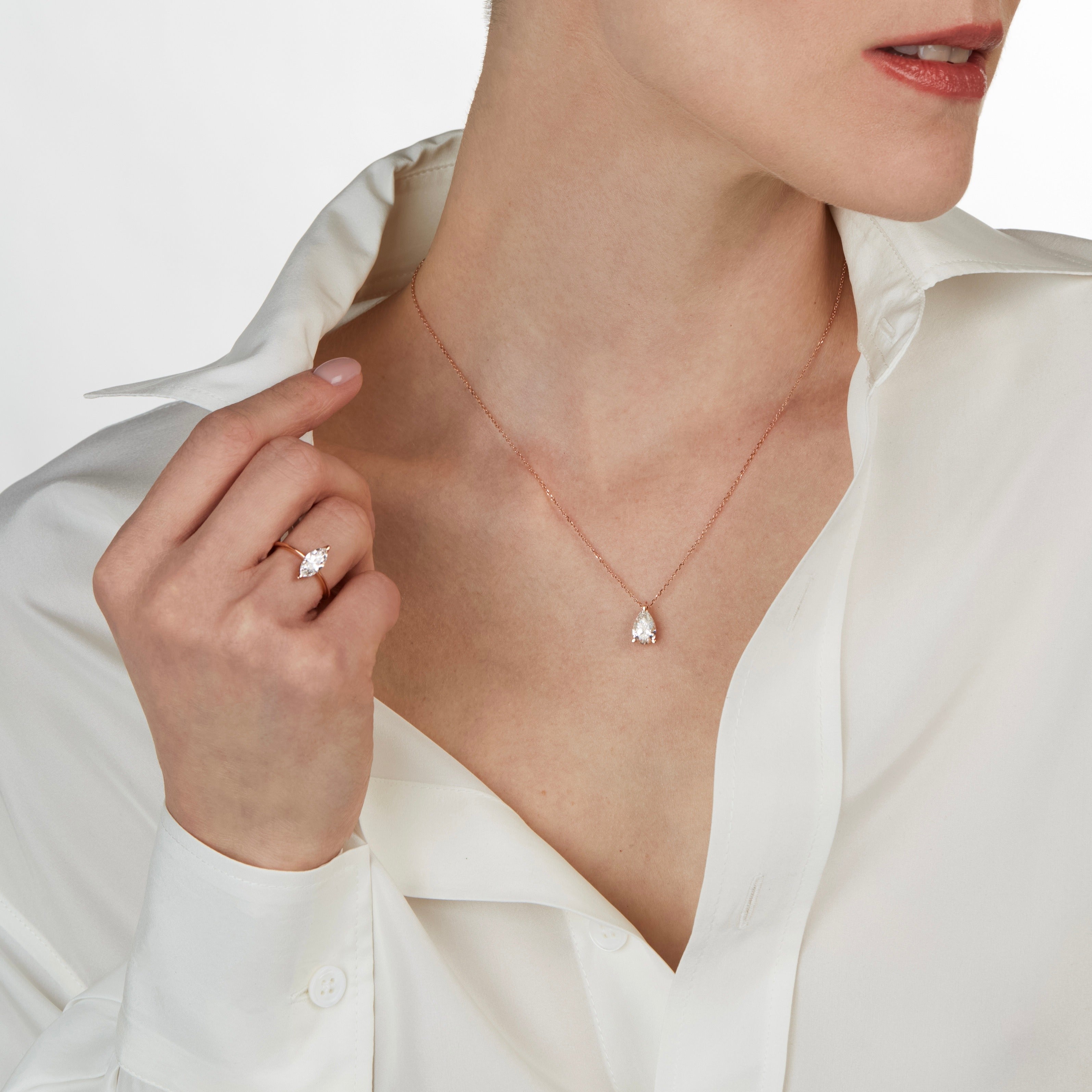 Collana Alba AMA Taglio Goccia in oro rosa e diamante lab