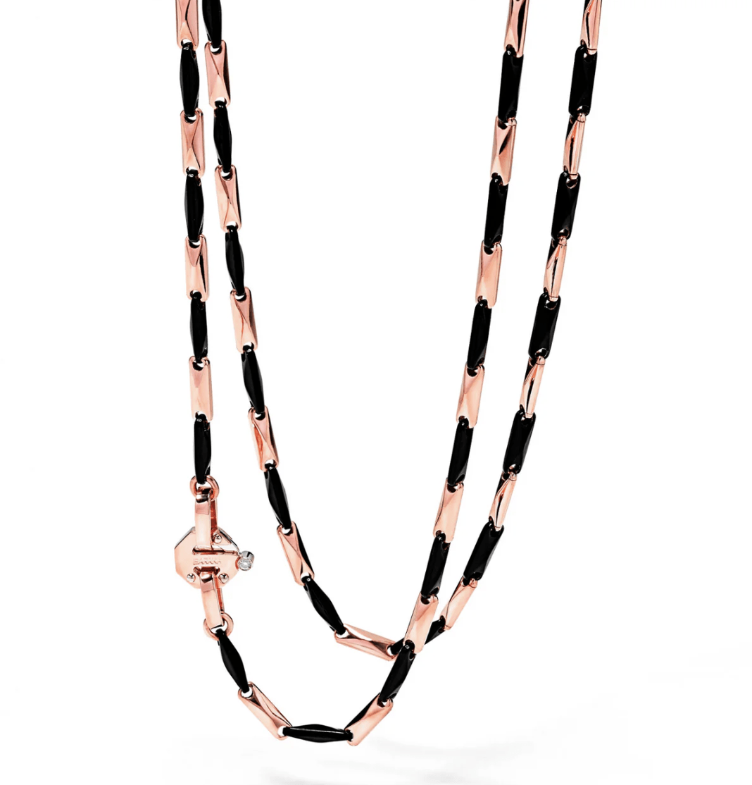 Collana Barakà Cyborg in oro rosa 18kt e ceramica nera