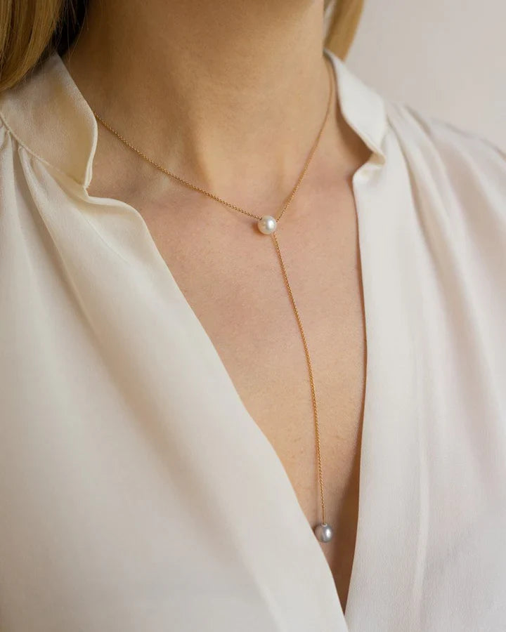 Collana Burato Lariat Pearls in Oro Rosa 18 KT e Perla