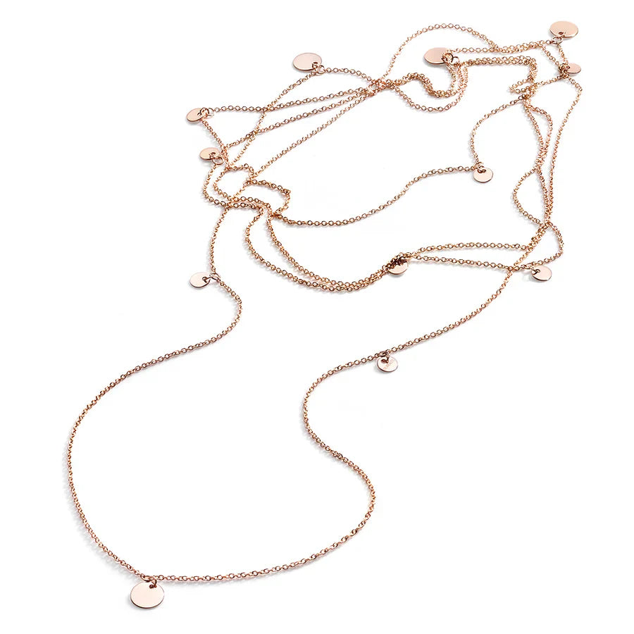Collana Burato Sautoir Paillettes in Oro Rosa 18 KT
