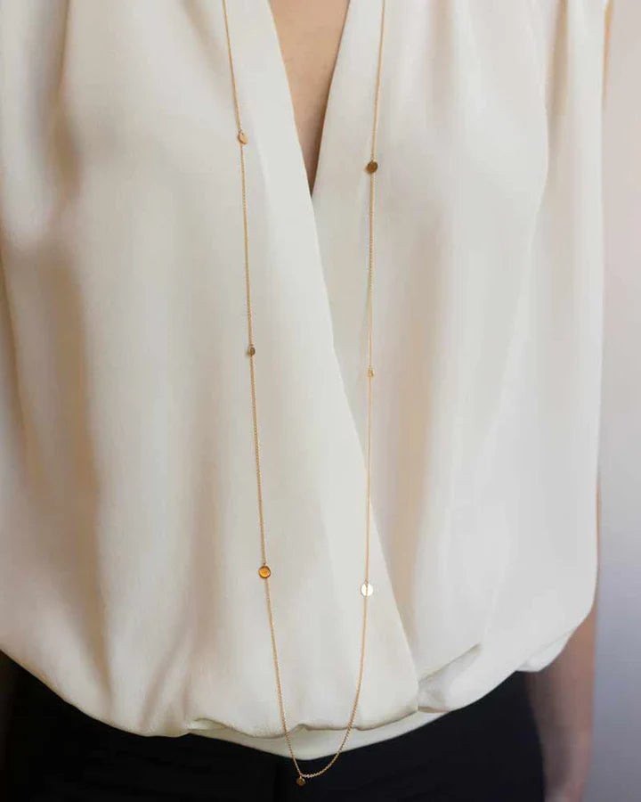 Collana Burato Sautoir Paillettes in Oro Rosa 18 KT